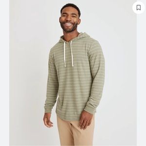 MARINE LAYER Pullover Hoodie in Olive/White Stripes